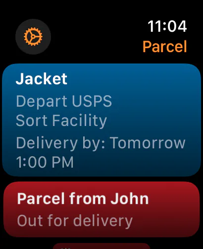 Parcel on Apple Watch
