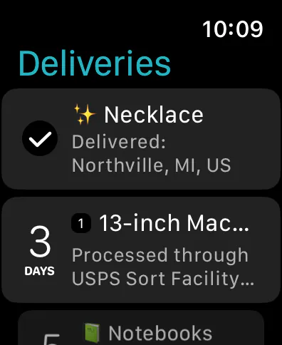 Deliveries on Apple Watch