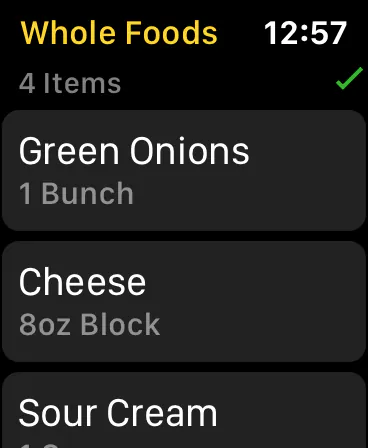 Grocery on Apple Watch