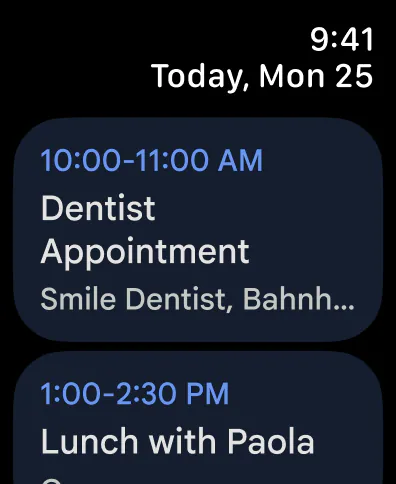 Google Calendar on Apple Watch